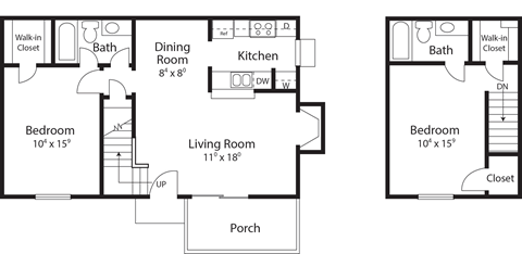 a floor plan of a house with a bedroom and a living room
